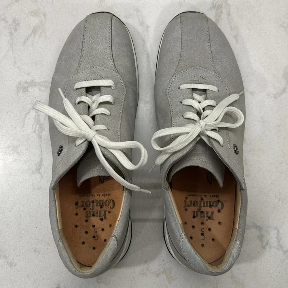 Finn Comfort Sarnia Nero Suede Leather Grey Sneakers Shoes Women’s 7.5
